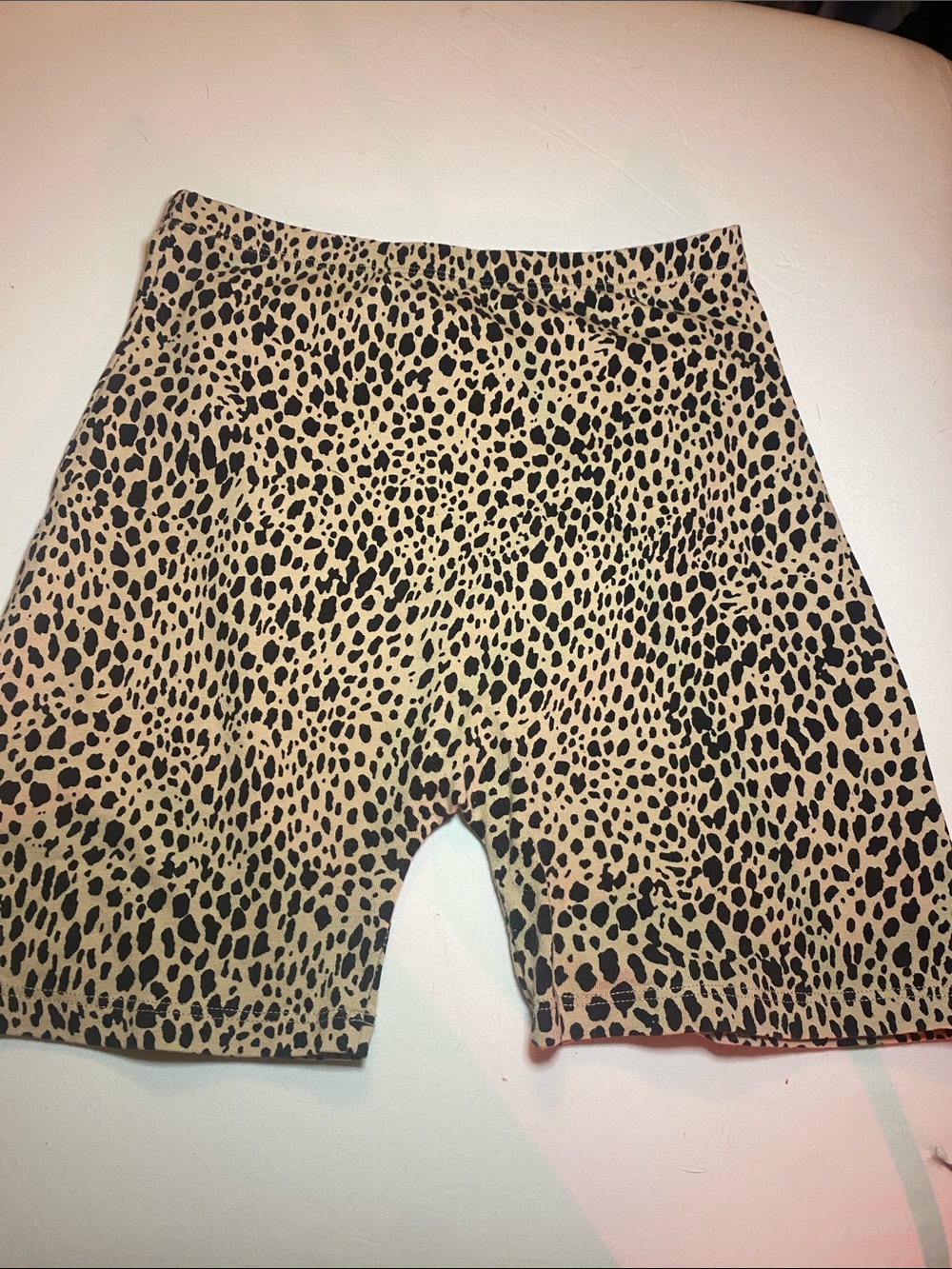 Brandy Melville Leopard-Print Bike Shorts in Tan & Black